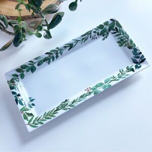 Crate & Barrel Cambridge Holiday Winter Botanical Stoneware Platter